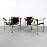 Pair of LC1 cow skin chairs by Le Corbusier for Cassina 1970
