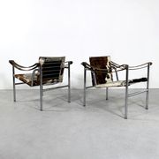 Pair of LC1 cow skin chairs by Le Corbusier for Cassina 1970