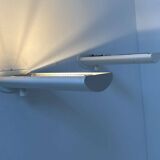 Pair of vintage wall lights with variable intensity, white lacquered metal, France 1970