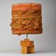 Sculptural table lamp in solid pine, France, circa 1970.