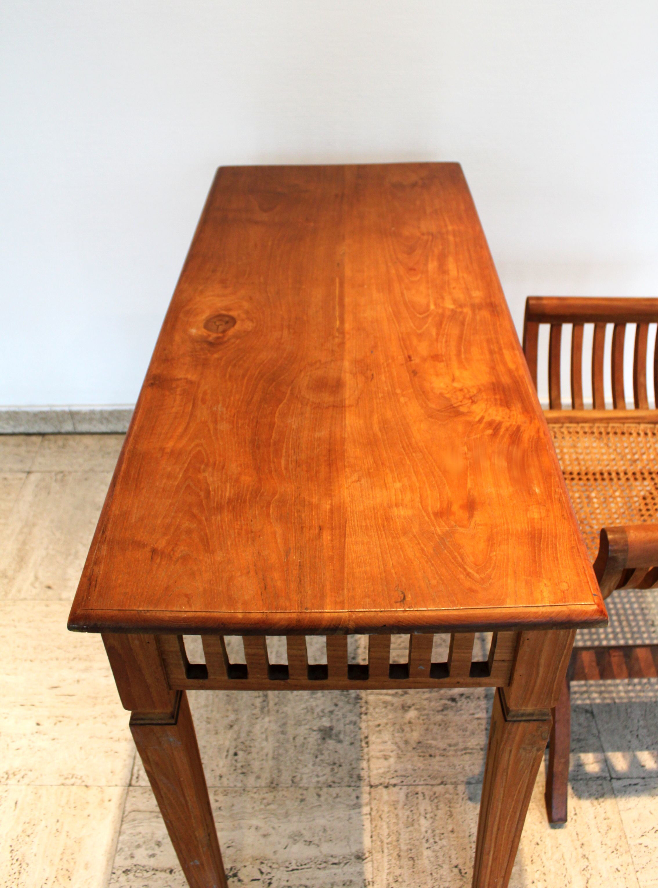 Set console and teak stool, Directoire style.