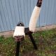 Tripod chair/stool in wood and goatskin