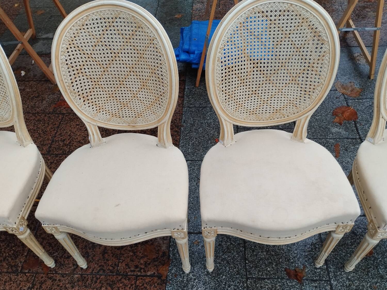 Beautiful set of six antique Louis XVI style chairs