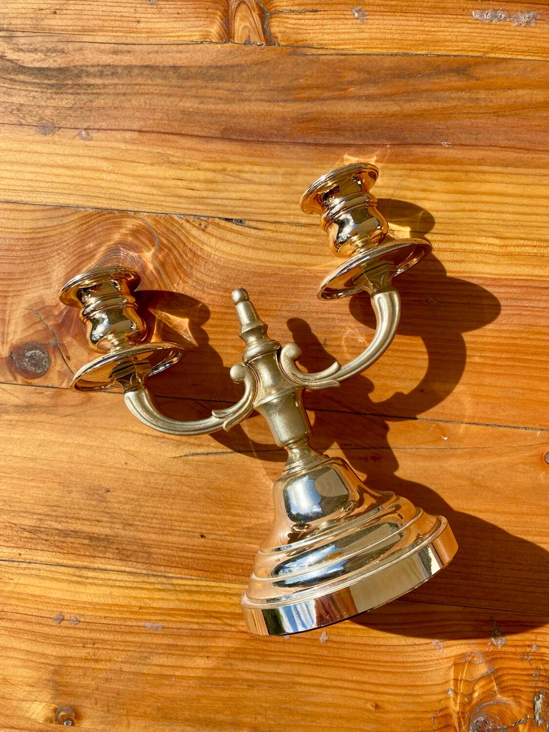 Double silver metal candlestick