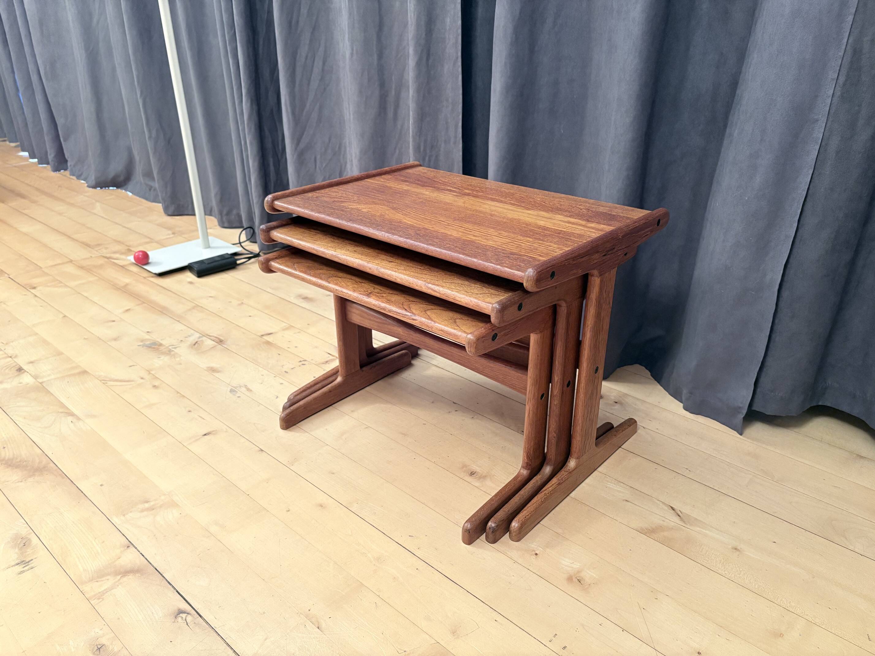 Set of three teak tables, Denmark, 1960s