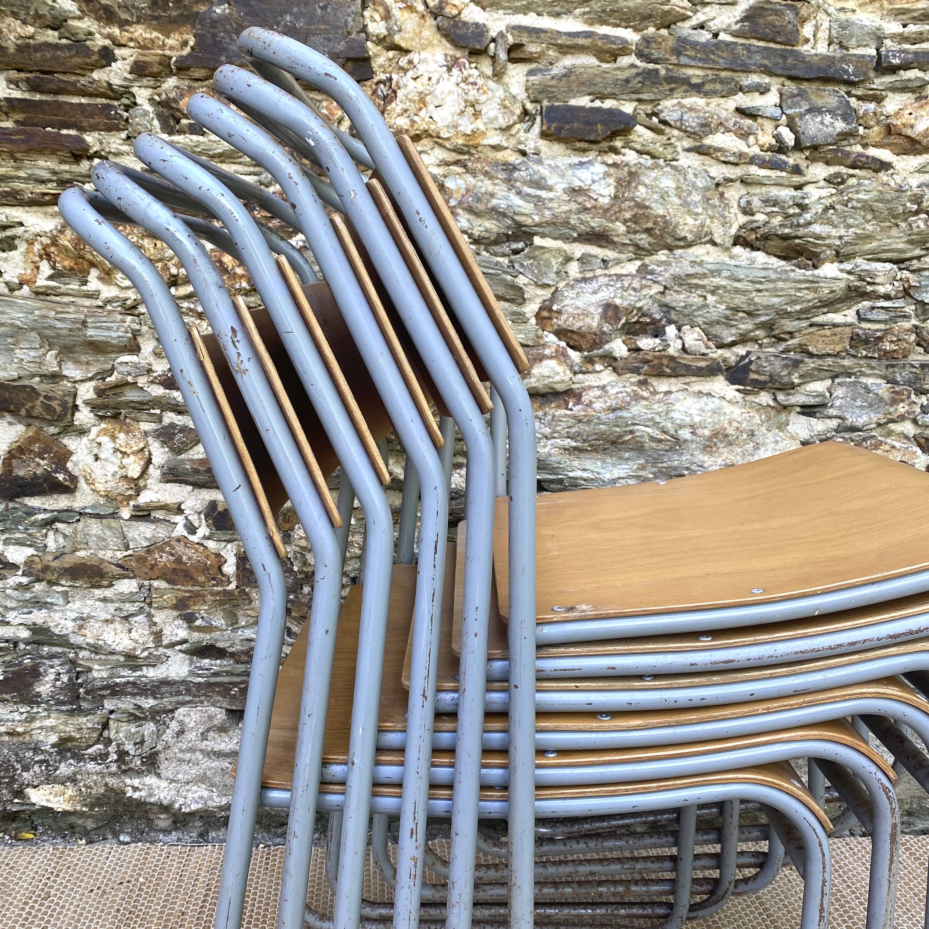 Remploy English industrial sled chairs from the 50s and 60s