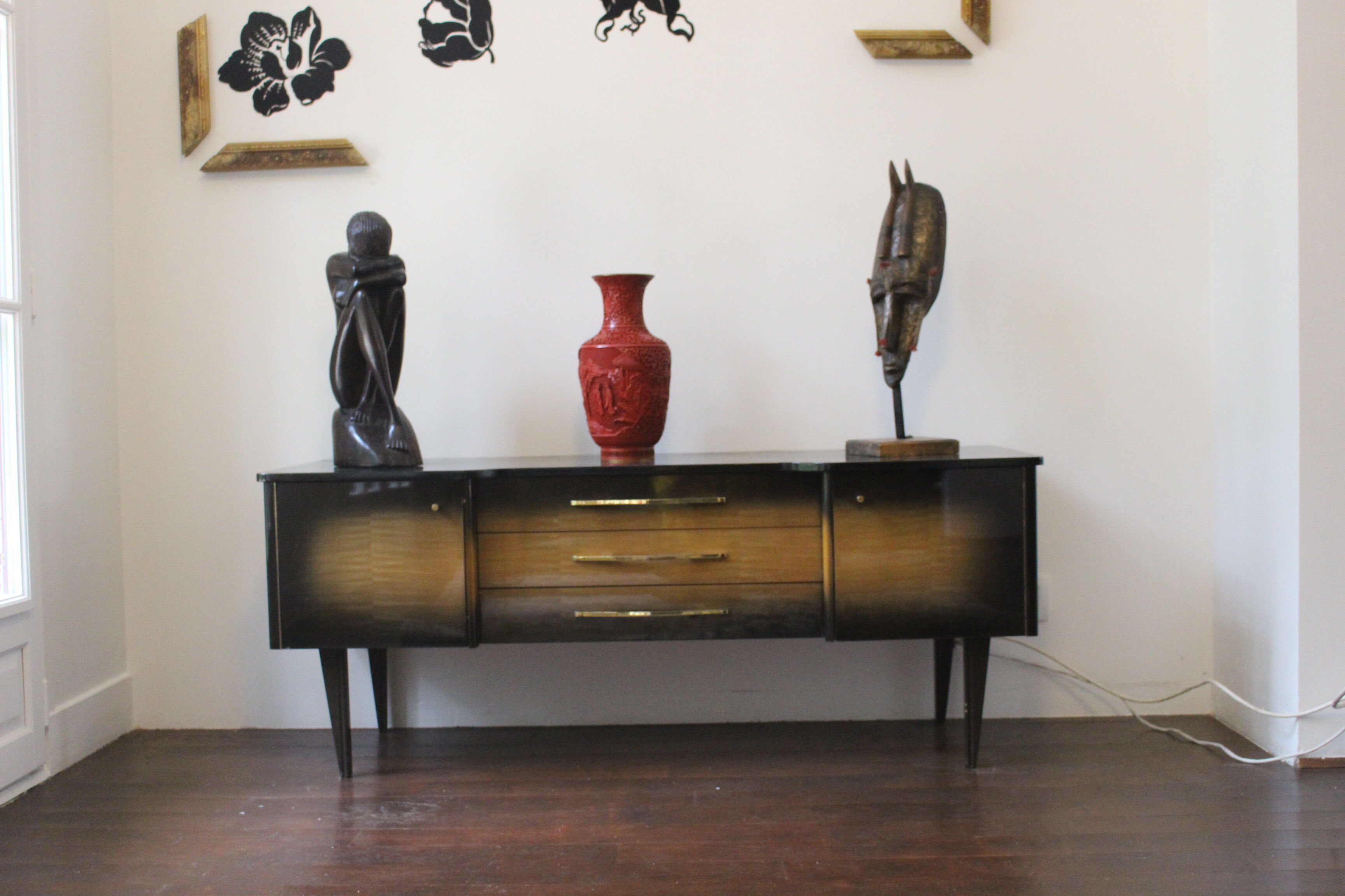Sideboard wood varnished and dusted 50s