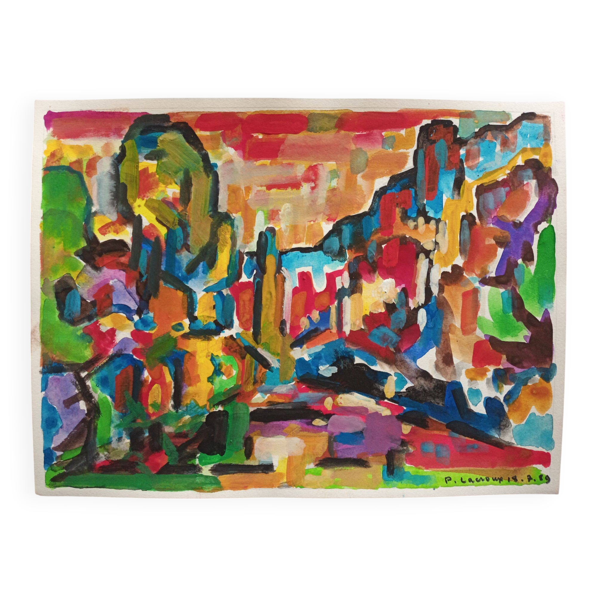 Pierre Lacroux (1909-1993) Gouache on paper 24 x 32 cm - from 1989 - (298)