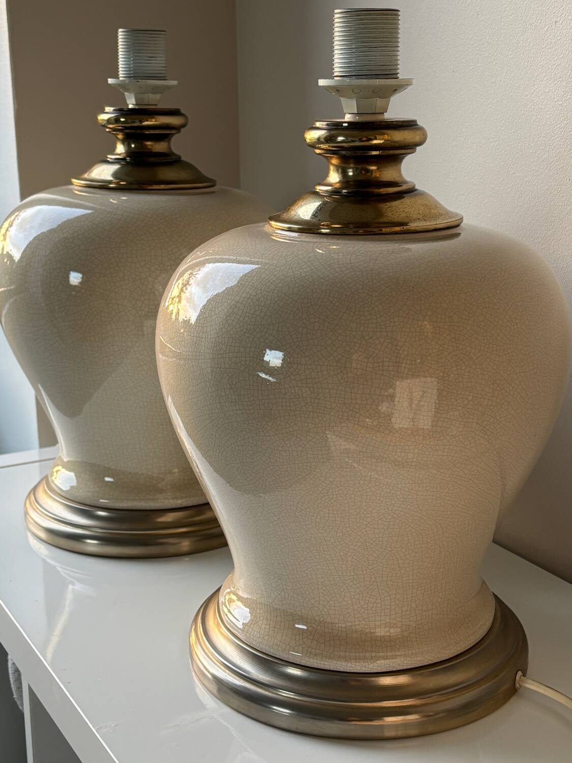 Pieds de lampe en céramique craquelée