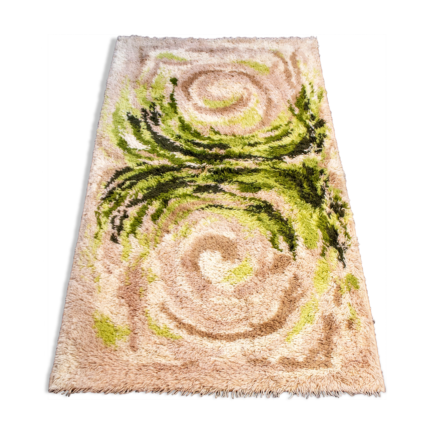 Carpet with psychedelic designs in wool Italy 70s 87x155cm