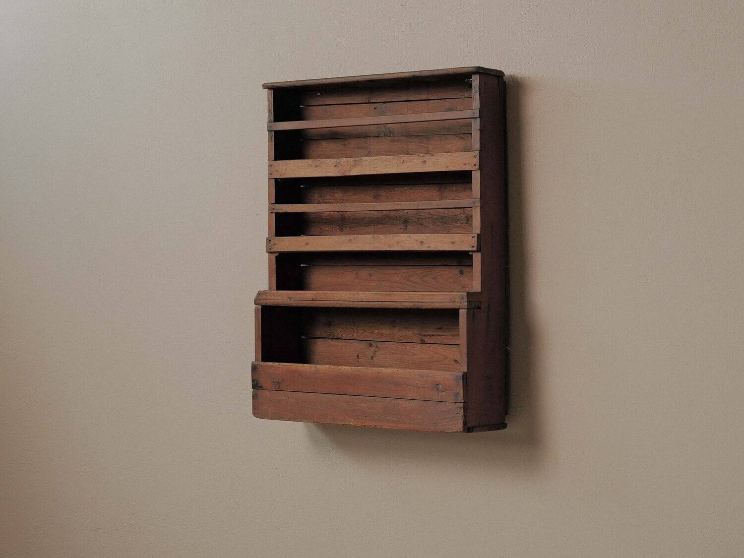 Antique solid wood wall shelf, France, 19th century
