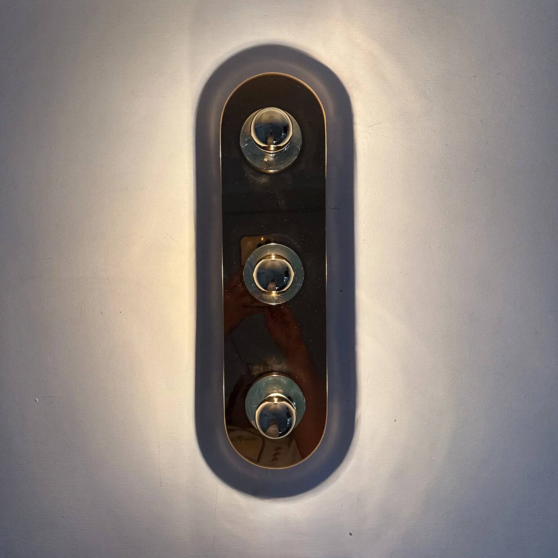 Vintage pop art space age bronze mirrored wall lamp, Eglo, Germany, 1980s