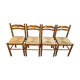 Set of 4 wooden chairs seated straw