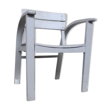Fauteuil vintage pour enfant blanc gris clair 1950