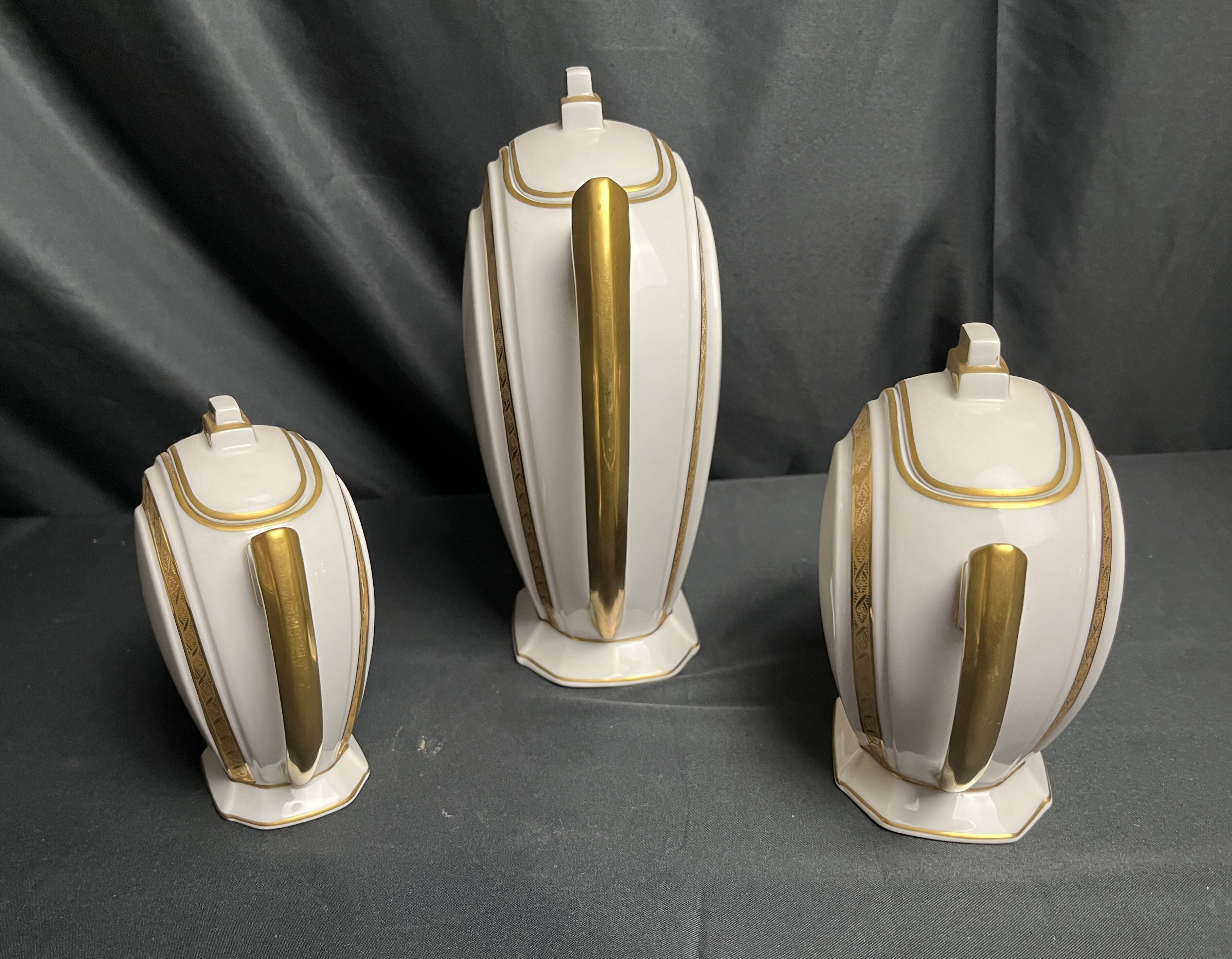 Art Deco, 9-piece Limoges porcelain coffee service circa 1930