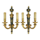 Pair of large wall sconces in quiver style Empire - bronze / green patina