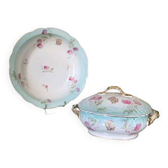 Porcelain Soup + Serving Dish - Monograms - Late 19th Century Service