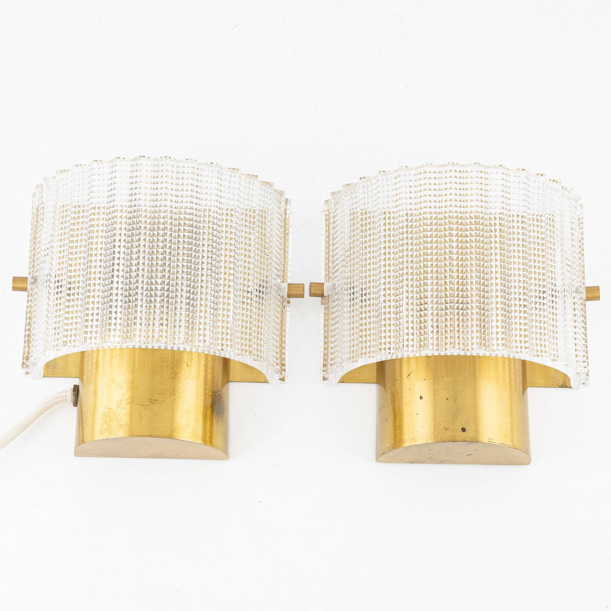 Carl Fagerlund Lights Glass and Brass for Orrefors Sweden 1960