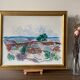 Mid century vintage abstract modernist landscape 'misty window'