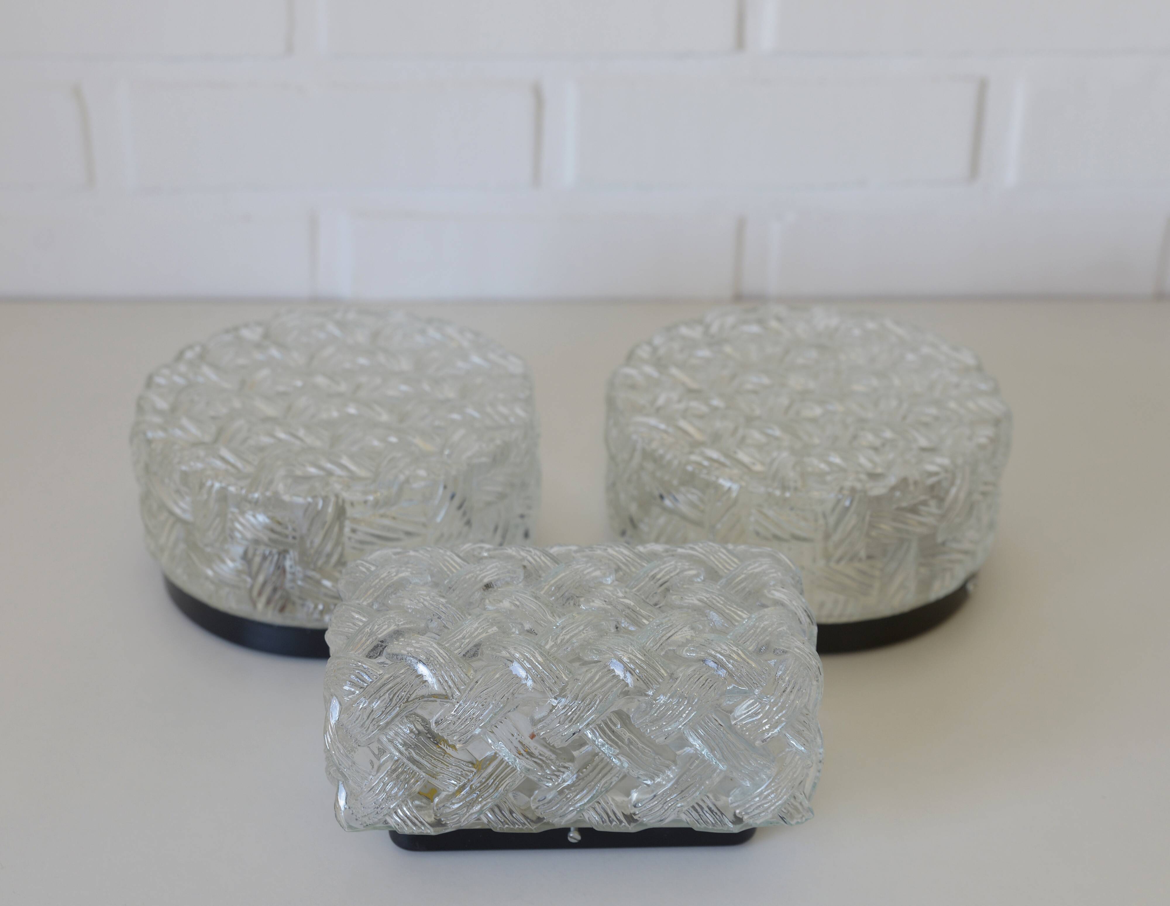 Appliques vintage, lot de 3 appliques murales, plafonnier encastré