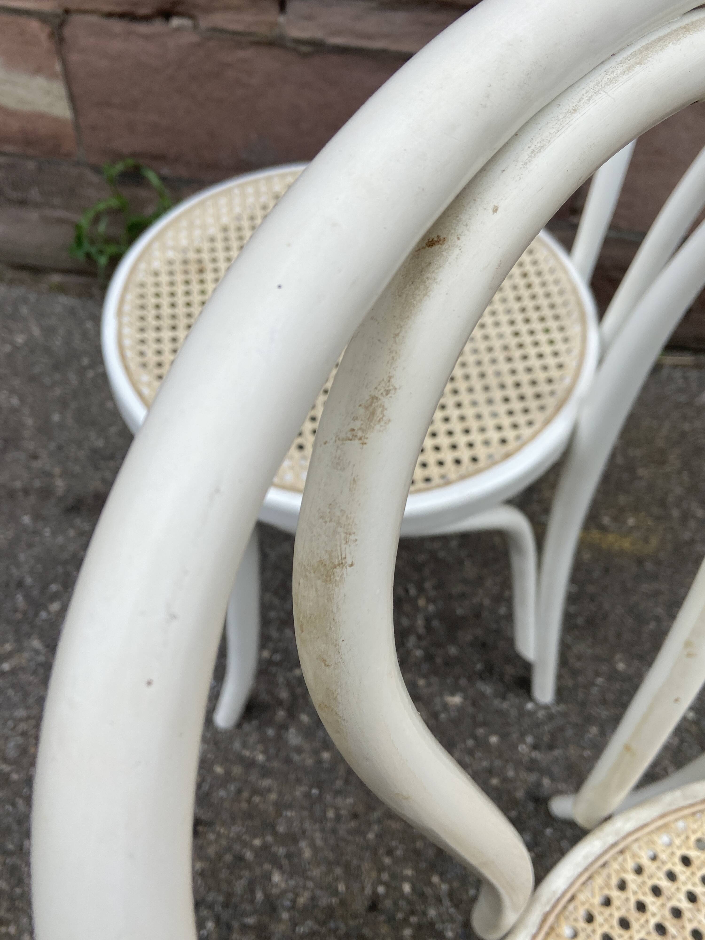 2 shabby chic bistro chairs in vintage curved wood