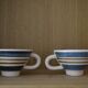 Set of 2 cups Gourin, Triskel with blue and brown stripe