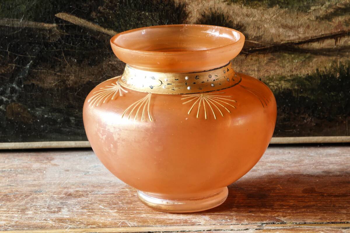 Art Deco enamelled blown glass vase