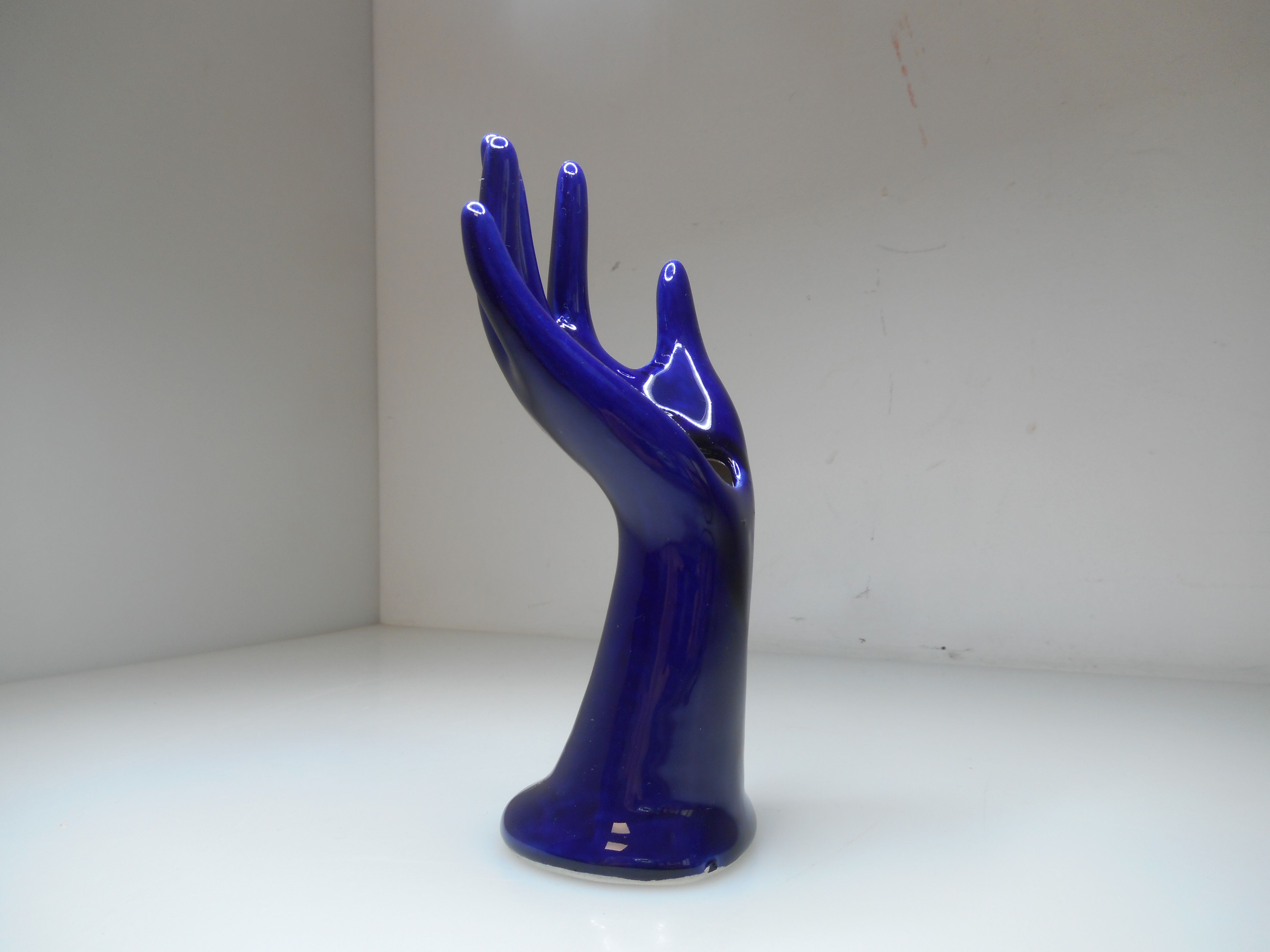 Vintage blue ceramic hand