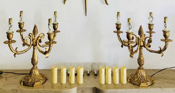 Pair of gilt bronze table lamps from the mid-20th century