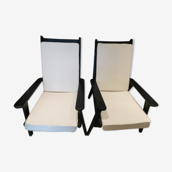 Paire de fauteuils vintage blanc