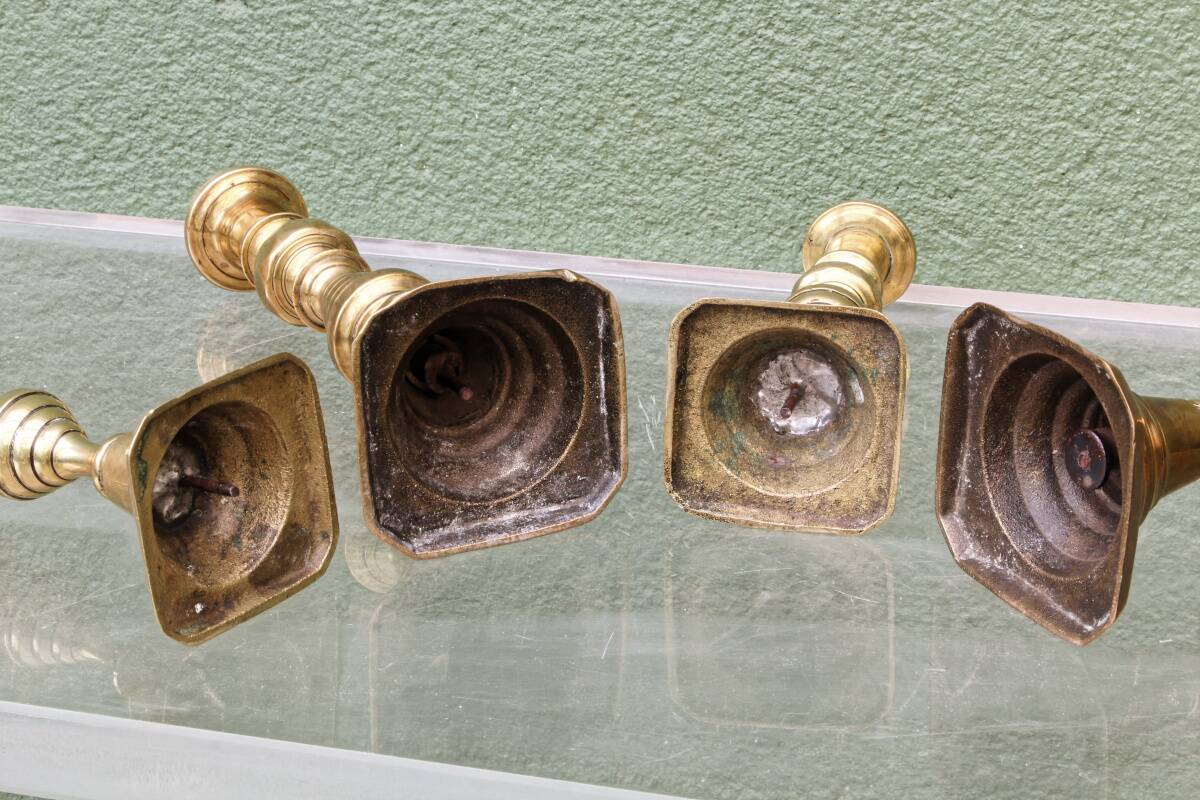 Set of 4 brass candlesticks, England, late 19th century