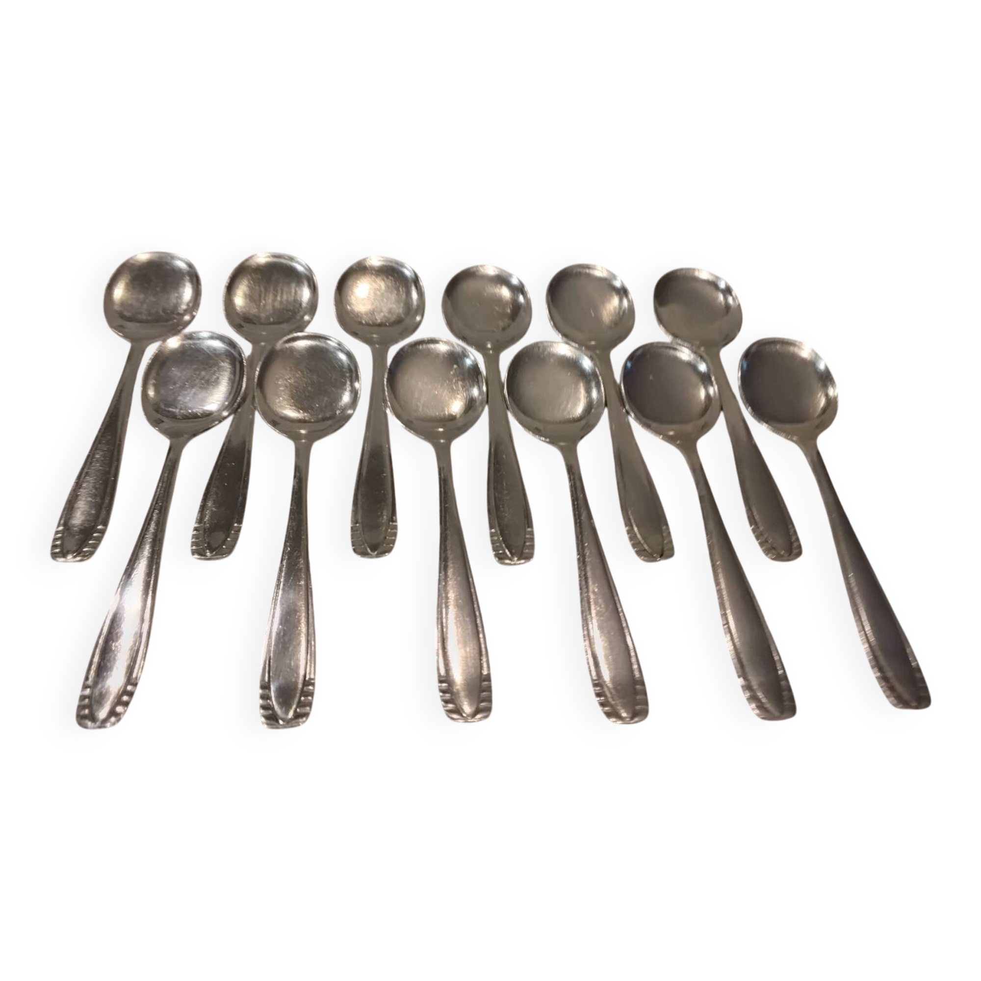 12 silver-plated metal ice cream scoops by Ercuis, Art Deco style