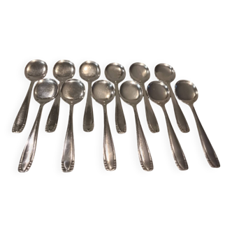 12 silver-plated metal ice cream scoops by Ercuis, Art Deco style