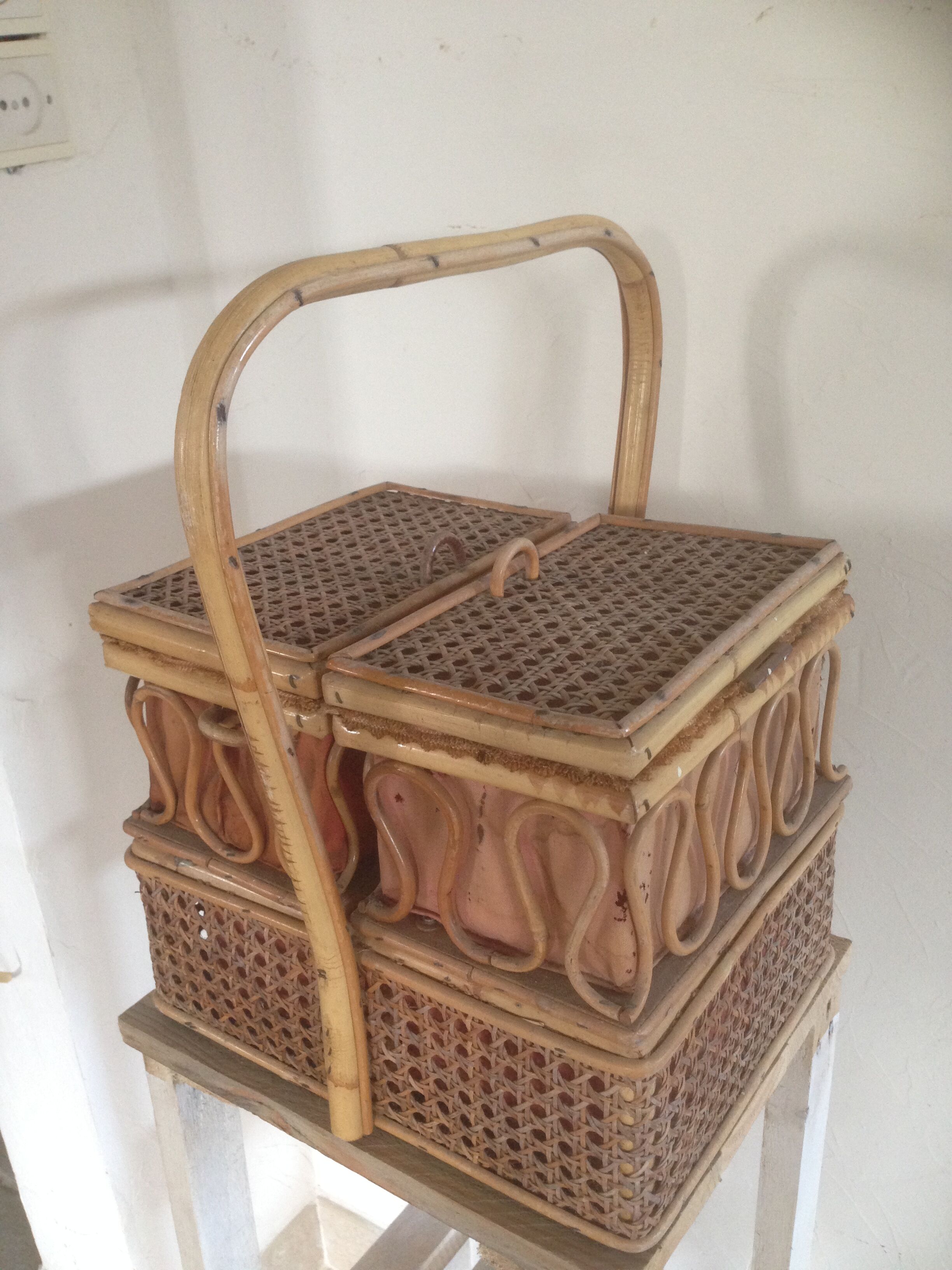 Worker in drawers, caning and bamboo