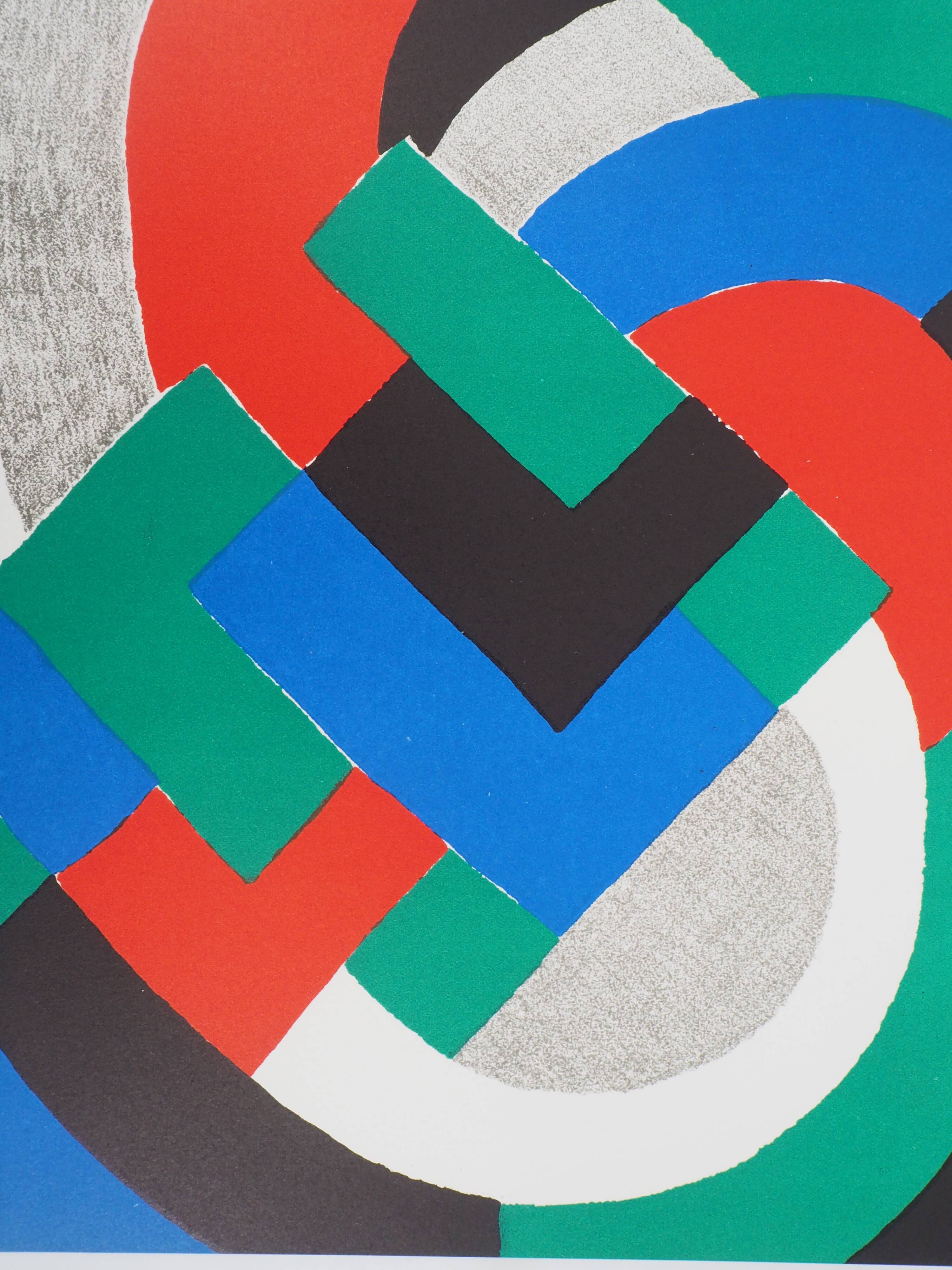 Sonia delaunay: blue, green and red composition - original lithograph