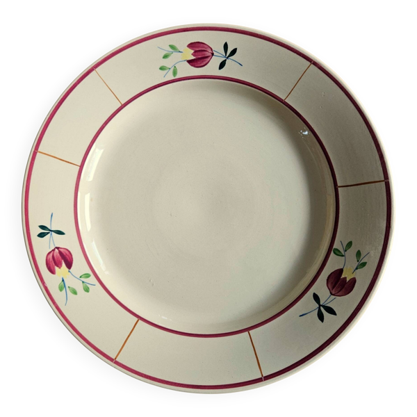 Grand plat de service ancien en faïence de gien