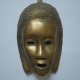 Brass mask wall sculpture ethnic decorative object Tribal art