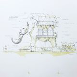 Original lithograph signed and numbered François Delaroziere L'éléphant, 2008.