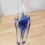 Half crystal blown with cane trinket bowl