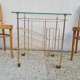 Side table, rolling trolley, vintage vinyl door