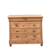 Large antique chest of drawers with 5 solid wood drawers.