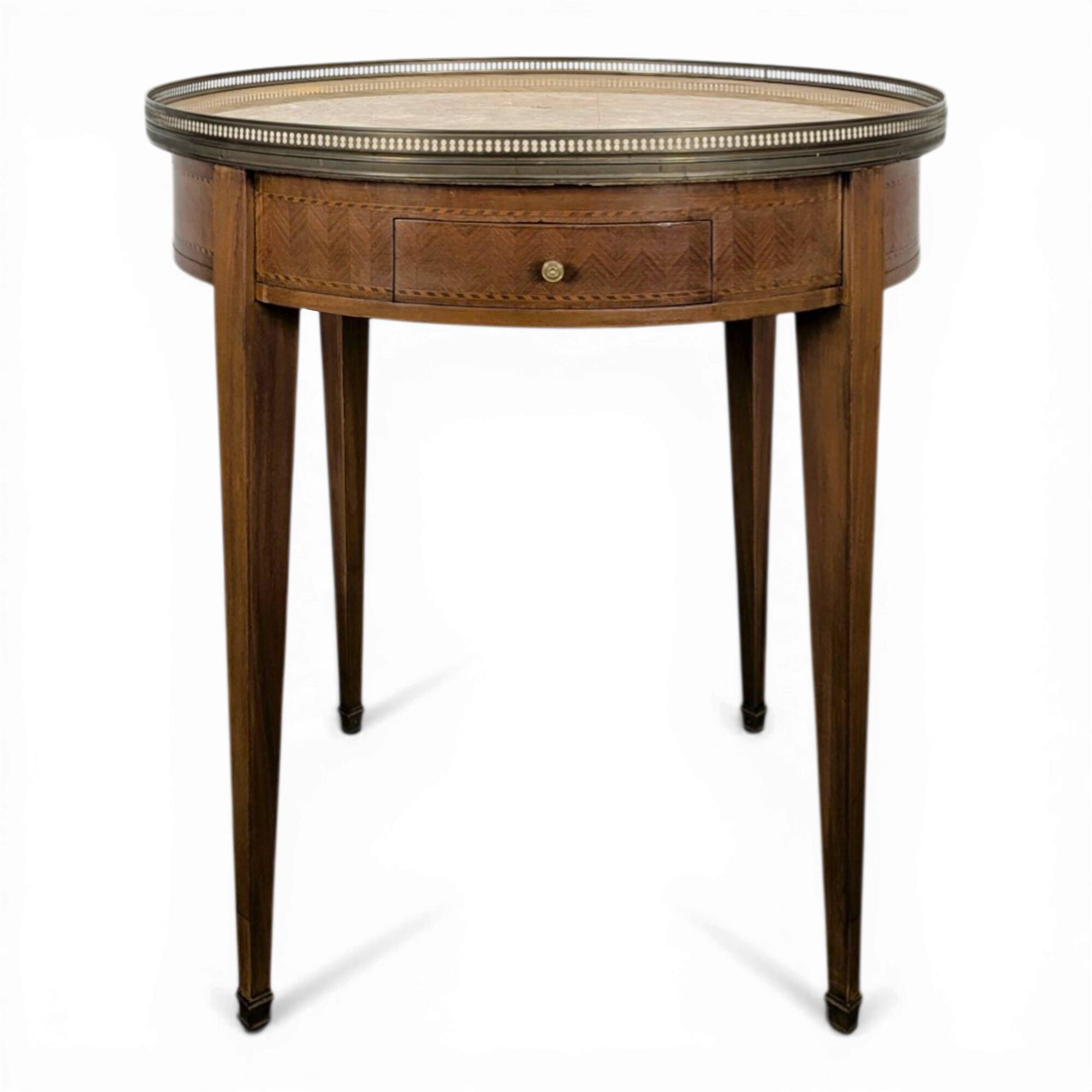 Rosewood and breccia marble bouillotte table