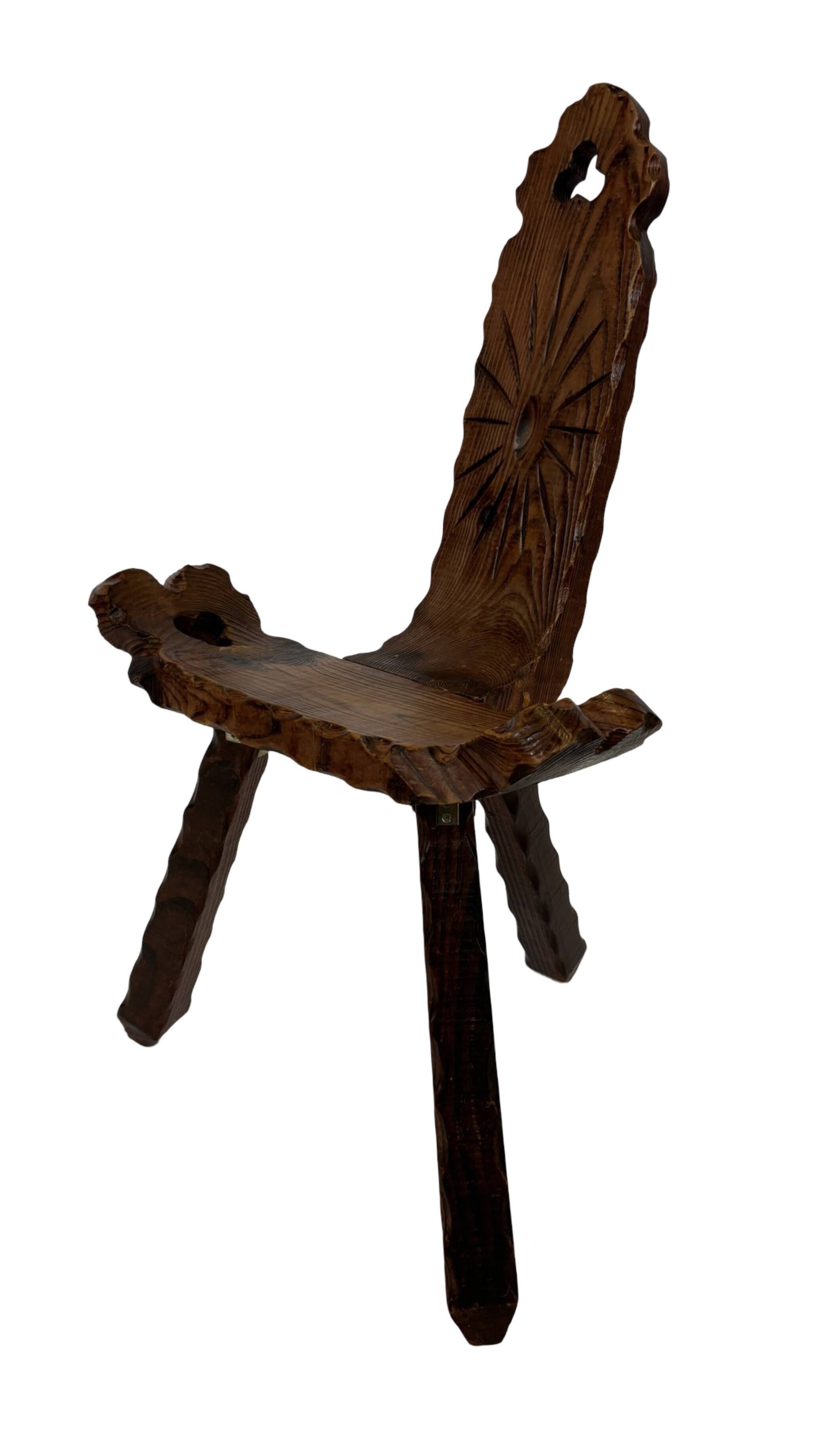 Vintage Spanish chair stool brutalist design