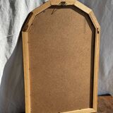 Petit miroir arrondi, cadre en bois, encadrement doré H49,5