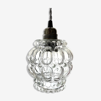 Lampe baladeuse vintage en verre moulé pressé électrifiée à neuf