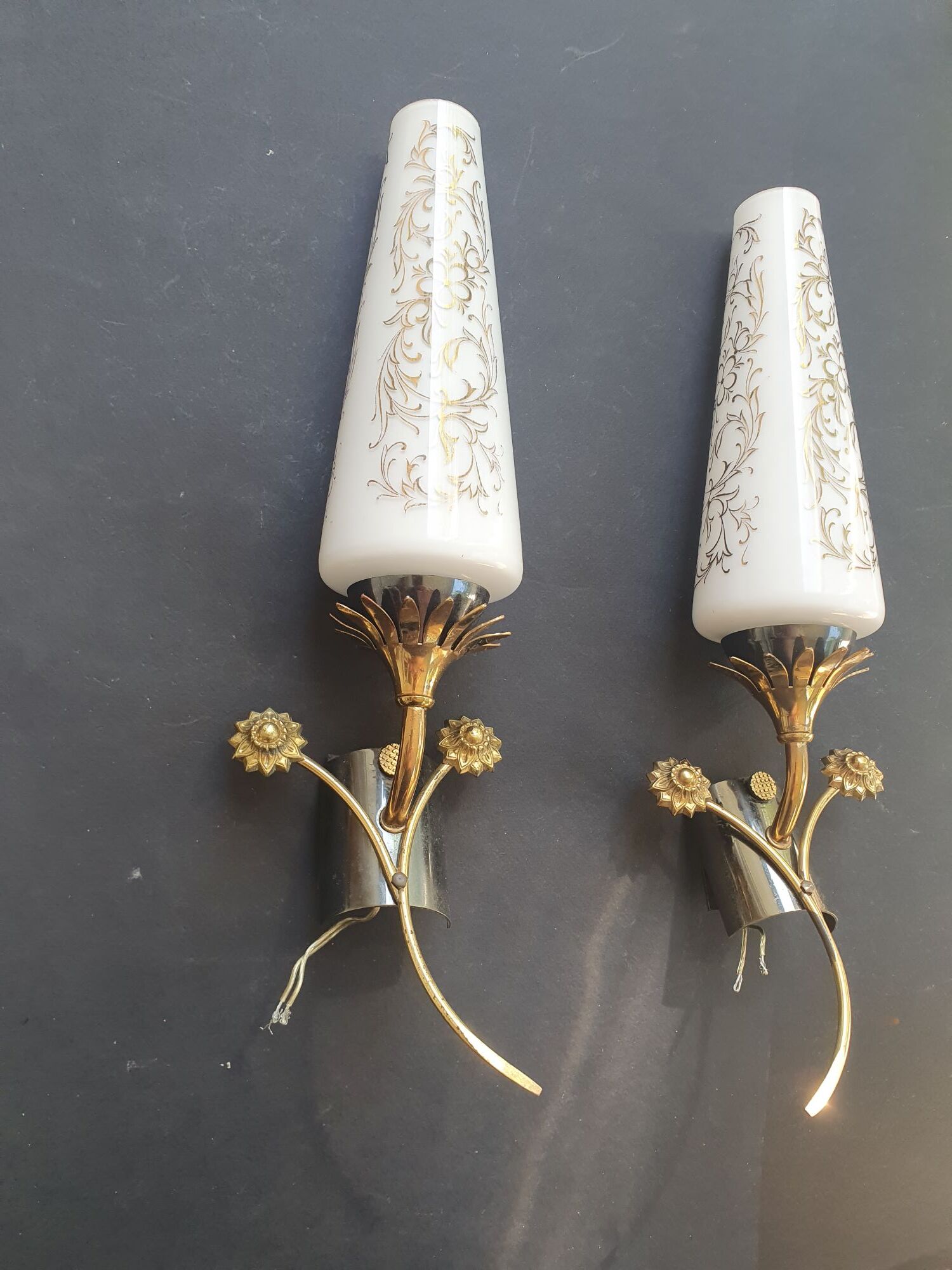 Pair of Art Deco wall sconces from the 1960s.