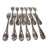 12 silver-plated dessert forks by Christofle Marly, 18.8cm