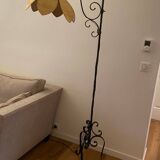 Wrought iron tripod floor lamp & flower lampshade