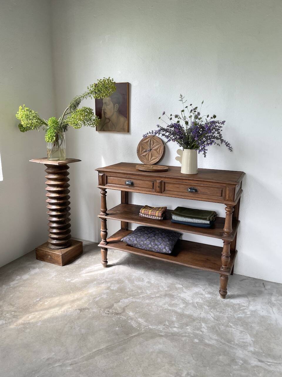 Drapière console en chêne 1950