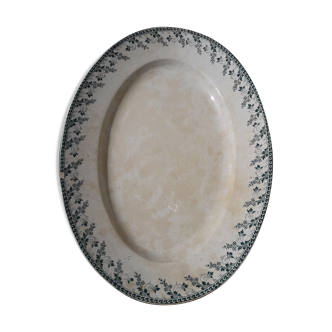 Plat ovale en porcelaine opaque de Gien  Terre de fer modèle Montigny L 37,5 cm